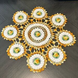 Vintage Doily 24” Rose Ruffle Orange - Rosettes